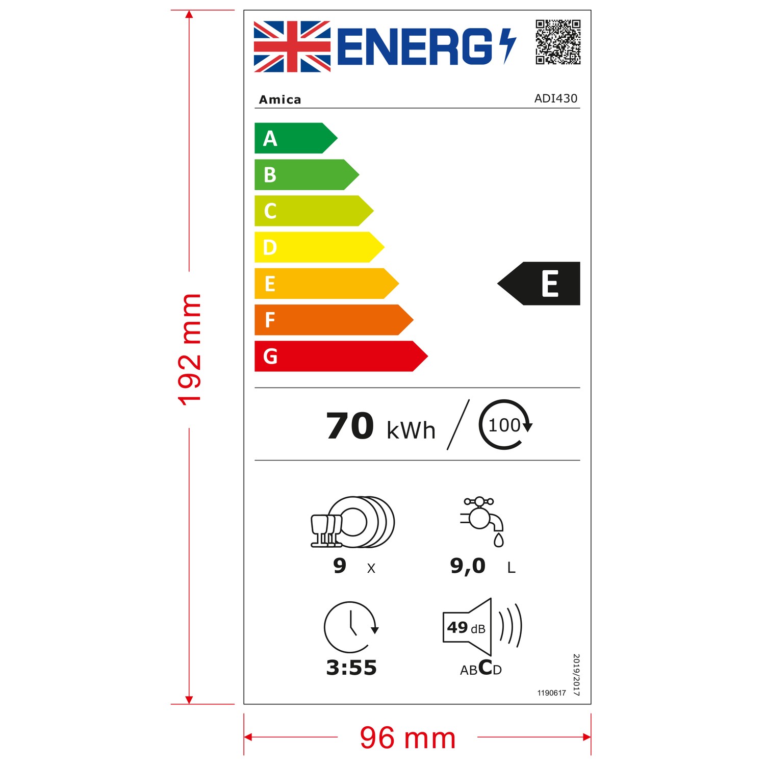 Amica ADI430 45cm 9 Place Fully Integrated Dishwasher Appliances Direct