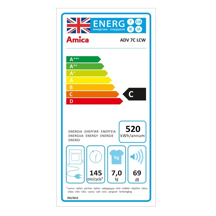 Amica 7kg Freestanding Vented Tumble Dryer - White