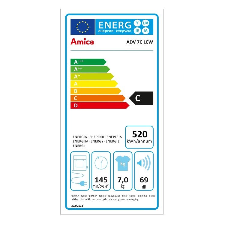 Amica 7kg Freestanding Vented Tumble Dryer - White