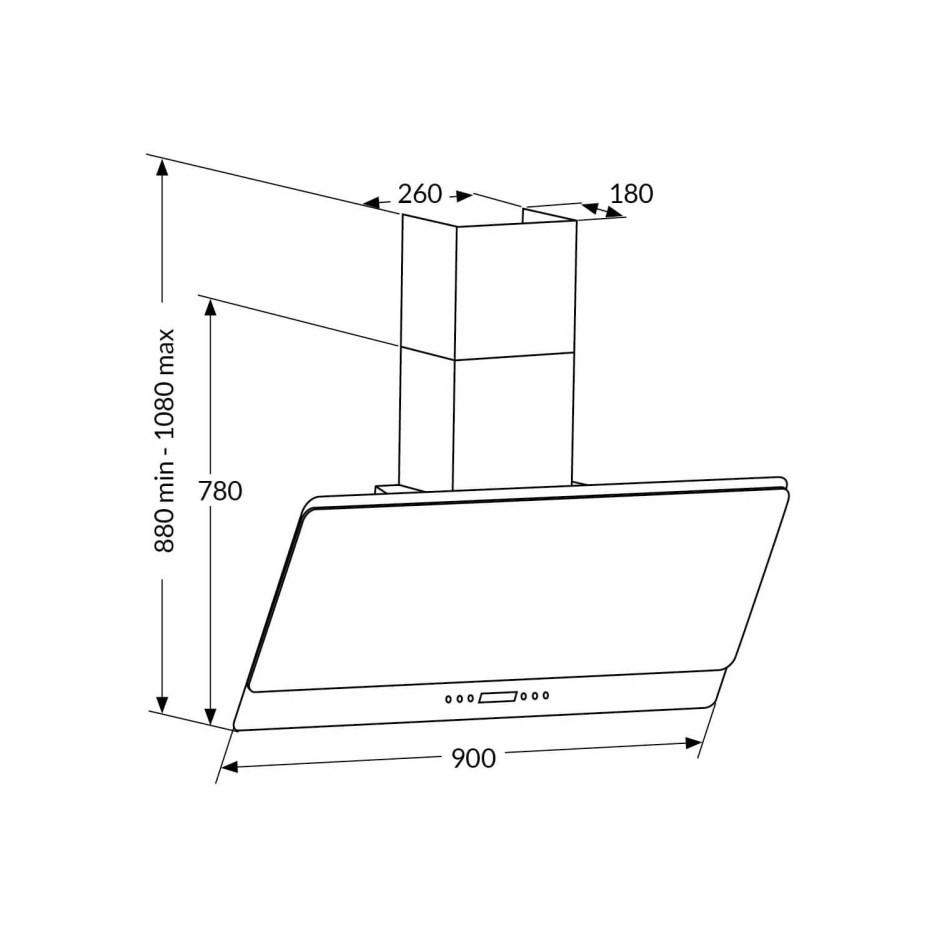 Amica 90cm Angled Chimney Cooker Hood Black AEA90BL Appliances Direct