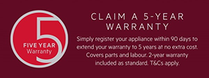 AEG 5 year warranty.