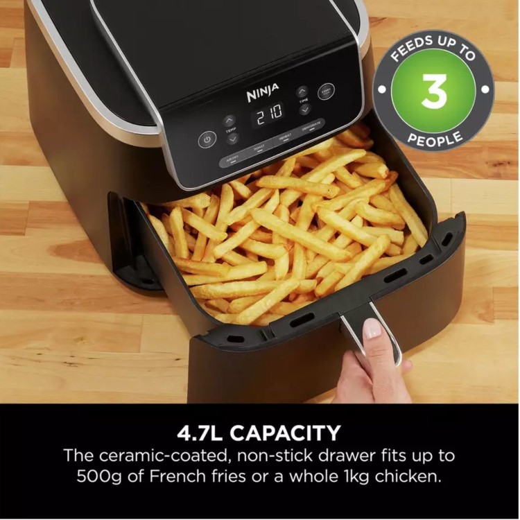 Ninja AF140UK Pro 4.7L Air Fryer  Black  Healthy Crispy Cooking