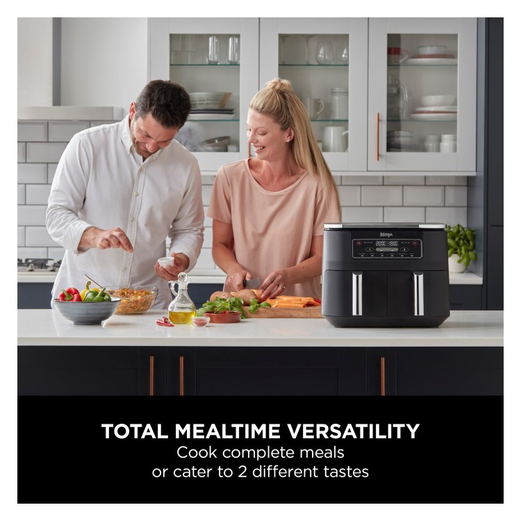 Ninja AF300UK Foodi Dual Zone 6-in-1 7.6L Air Fryer  Twin Baskets  Healthy Crispy Cooking