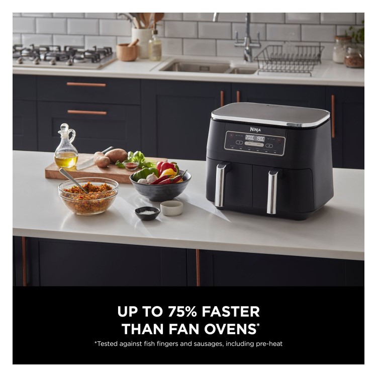 Ninja AF300UK Foodi Dual Zone 6-in-1 7.6L Air Fryer  Twin Baskets  Healthy Crispy Cooking