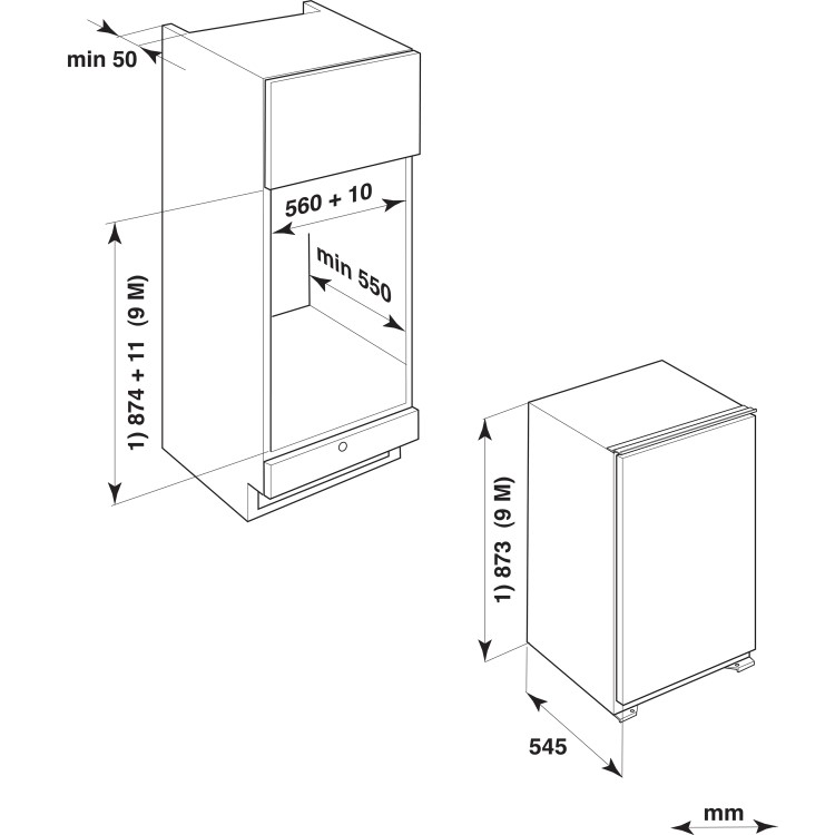 Whirlpool AFB839/APLUS 87x54cm 89L In-column Integrated Freezer