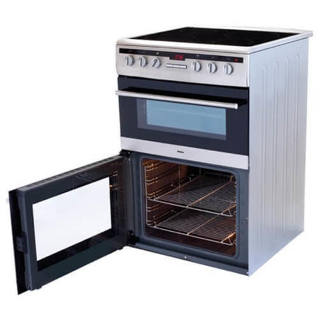 Refurbished Amica AFC6550SS 60cm Double Oven Electric Cooker with Ceramic Hob - Stainless Steel
