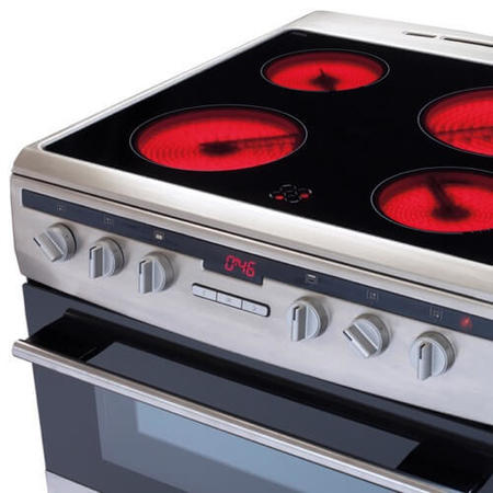 Refurbished Amica AFC6550SS 60cm Double Oven Electric Cooker with Ceramic Hob - Stainless Steel