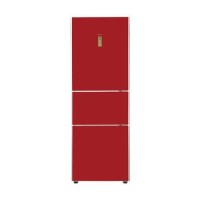 Haier AFD626TGR Red Glass 3-door Frost Free Freestanding Fridge Freezer With MyZone