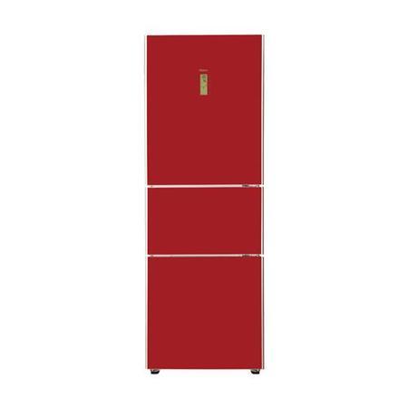 Haier AFD626TGR Red Glass 3-door Frost Free Freestanding Fridge Freezer With MyZone