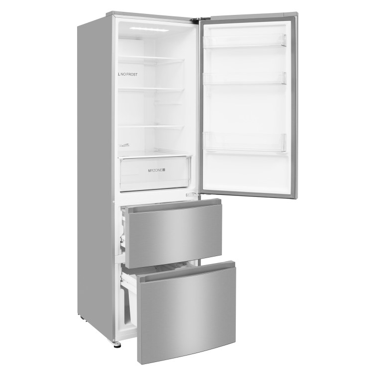 Haier AFE635CHJ 190x60cm 325L Triple Door Total No Frost Freestanding Fridge Freezer - Silver