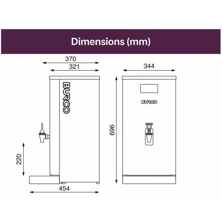 Burco AFF20CT 20ltr Autofilll Countertop Water Boiler With Filtration Cartridge - 2.8kW