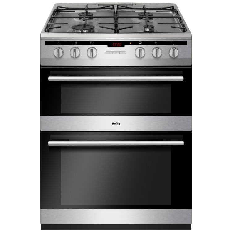 Refurbished Amica AFG6450SS 60cm Double Oven Gas Cooker with Catalytic Liners Stainless Steel