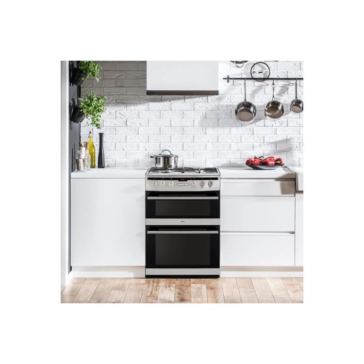 Refurbished Amica AFG6450SS 60cm Double Oven Gas Cooker with Catalytic Liners Stainless Steel