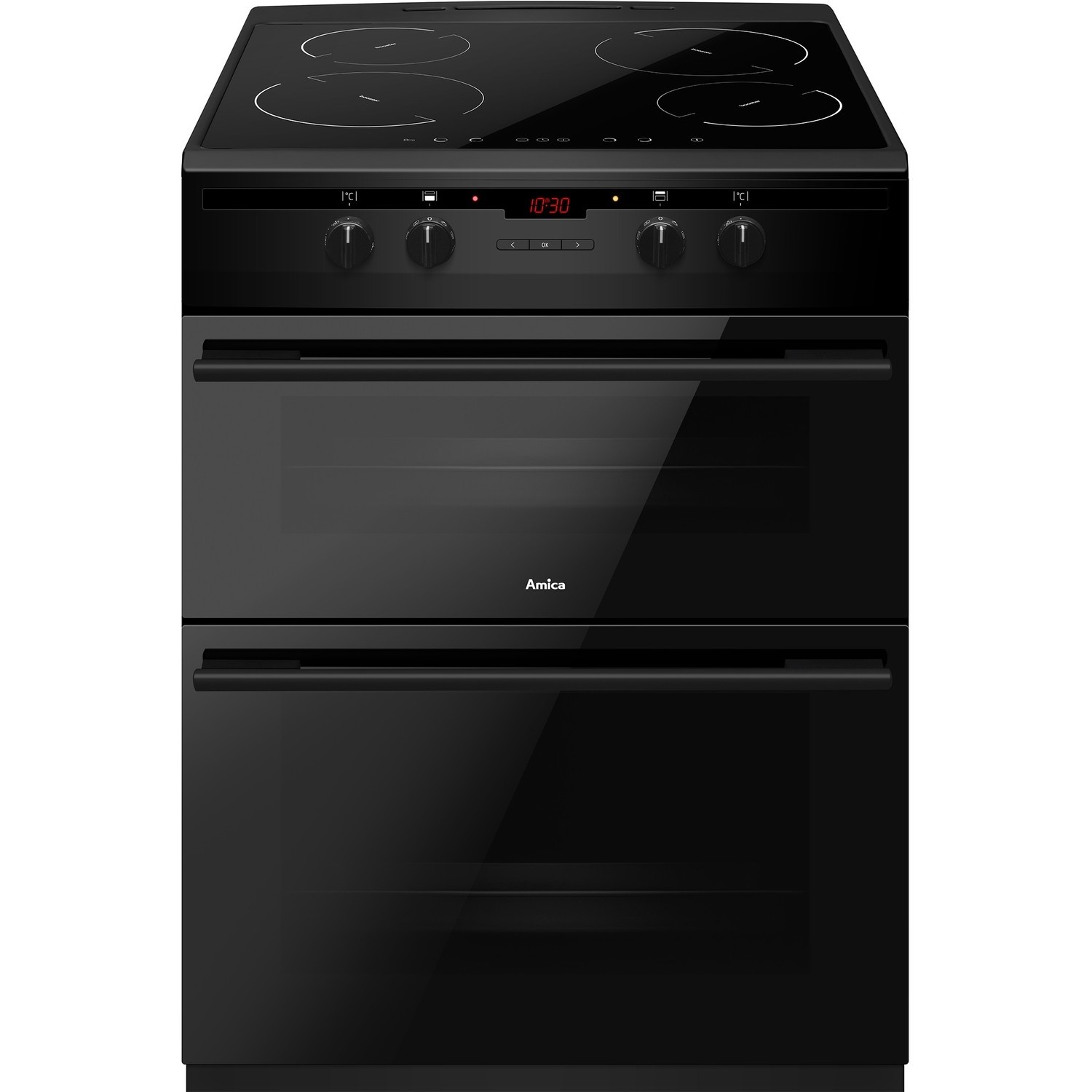 Amica 60cm Double Oven Electric Cooker with Induction Hob - Black