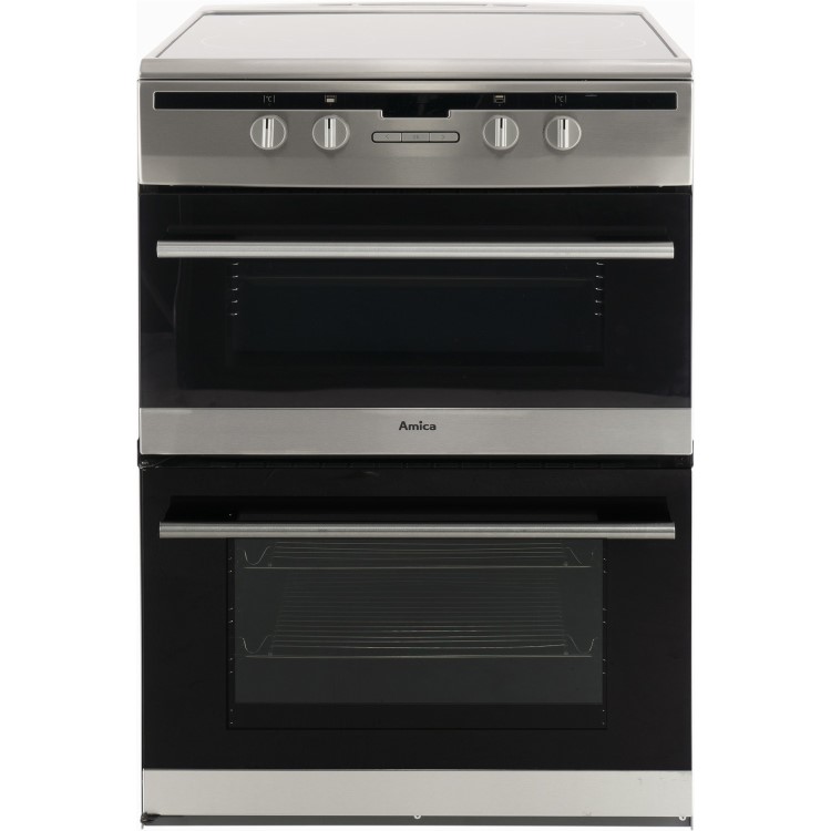 Refurbished Amica AFN6550SS 60cm Double Oven Electric Cooker with Induction Hob - Stainless Steel