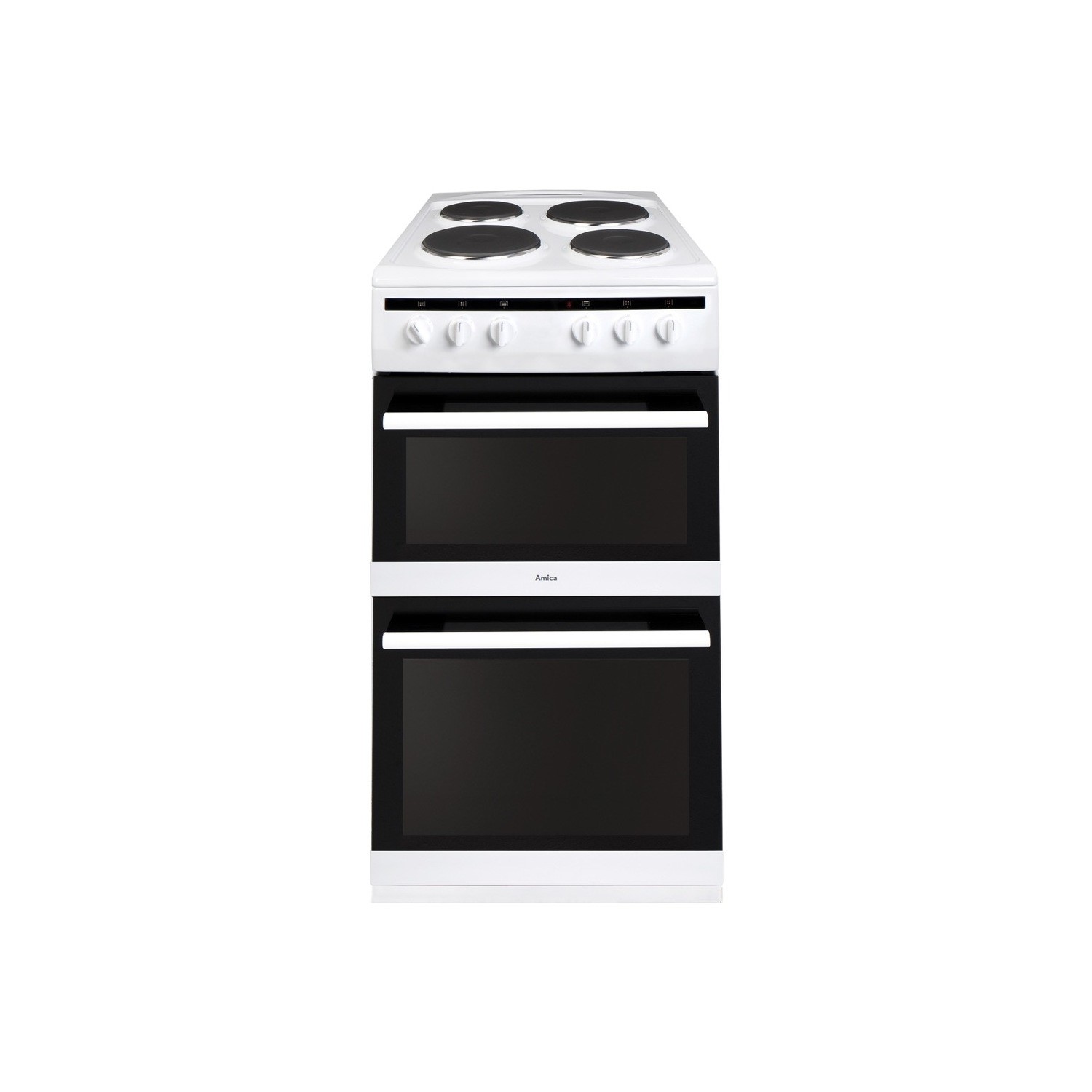 Refurbished Amica AFS5500WH 50cm Double Oven Electric Cooker with Solid Plate Hob White