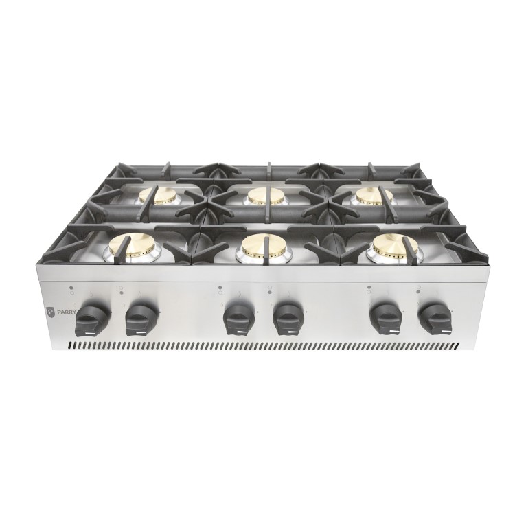 Parry AG6H Commercial 6 Burner Gas Hob Boiling Top. Natural Gas. 33.3kW. 113620 btu/hr. Made In Britain