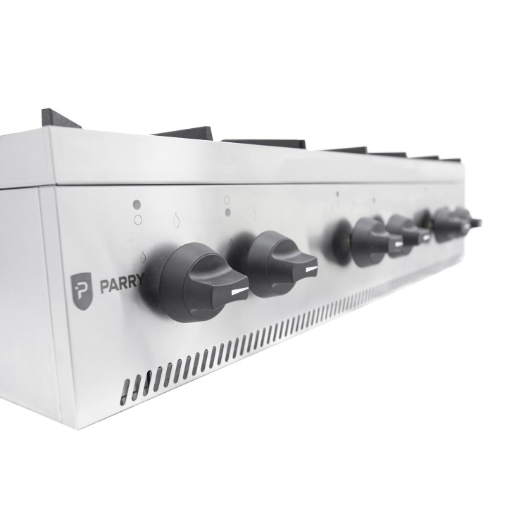 Parry AG6H Commercial 6 Burner Gas Hob Boiling Top. Natural Gas. 33.3kW. 113620 btu/hr. Made In Britain