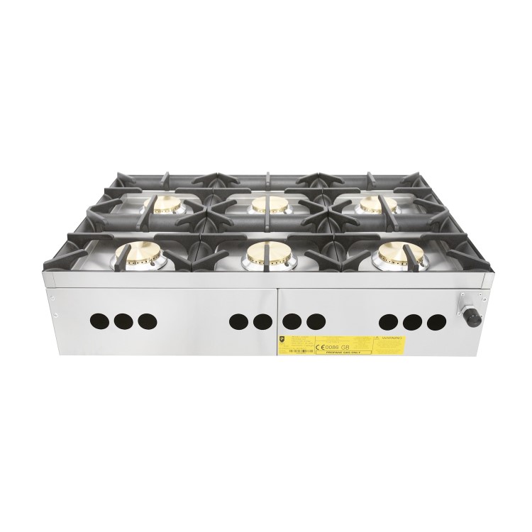 Parry AG6H Commercial 6 Burner Gas Hob Boiling Top. Natural Gas. 33.3kW. 113620 btu/hr. Made In Britain