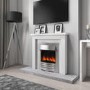 AmberGlo Electric Fireplace Insert in Brushed Steel with Coal/Pebble Fuel Bed