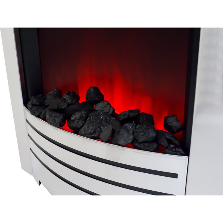 AmberGlo Electric Fireplace Insert in Brushed Steel with Coal/Pebble Fuel Bed