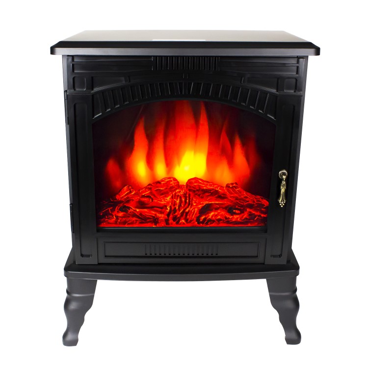AmberGlo Large Black Electric Log Burning Stove Fire with 2 Heat Settings