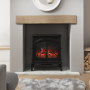 AmberGlo Large Electric Stove Fire in Black with Double Doors & Log Fuel Bed