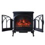 AmberGlo Large Electric Stove Fire in Black with Double Doors & Log Fuel Bed