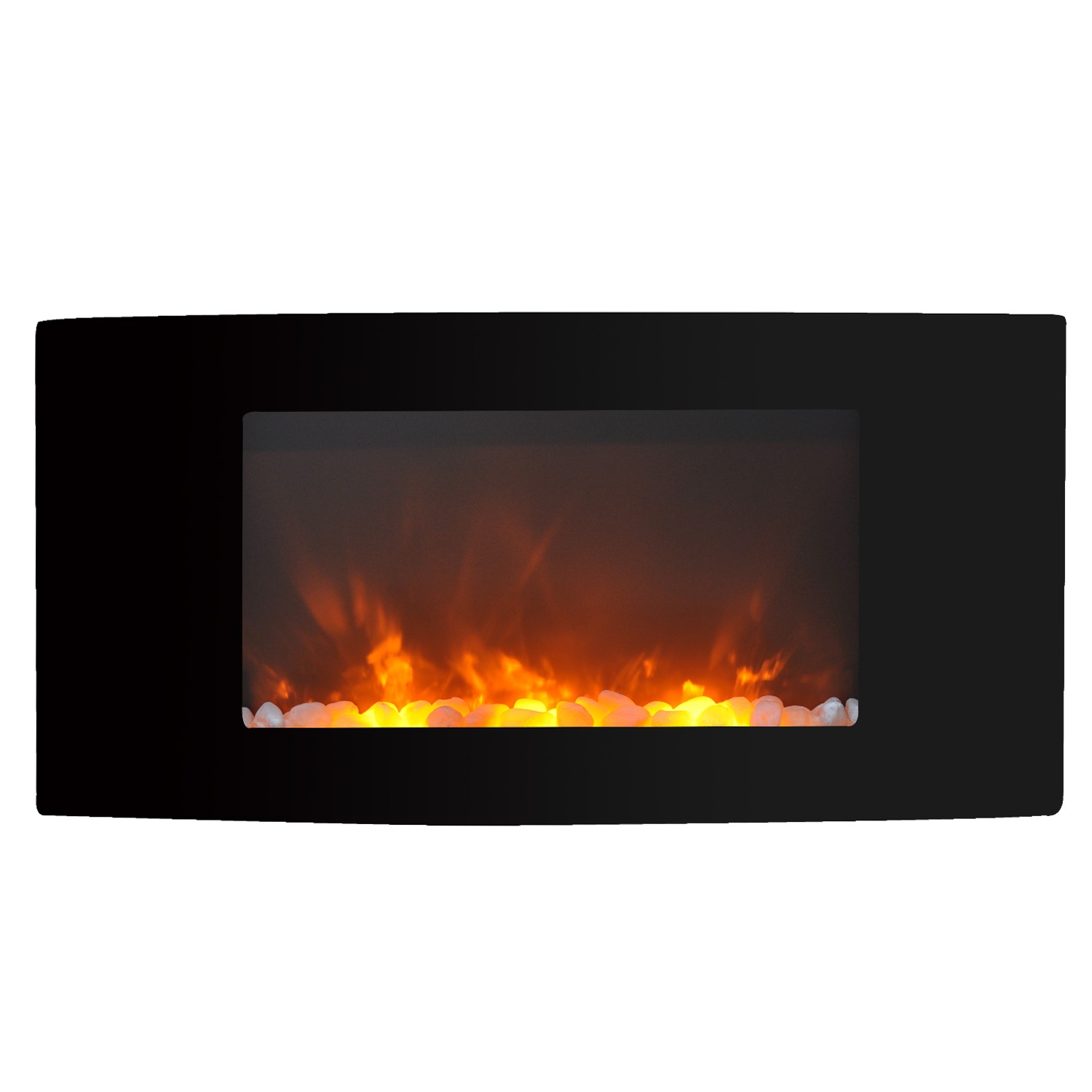 New Modern Wall Mounted Electric Fire Fireplace Black Curved Glass New Modern Wall Mounted Electric Fire Fireplace Black Curved Glass Heater Led Fl