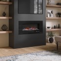 AGL009 Black Inset Media Wall Electric Fireplace with Log and Crystal Fuel Bed 42 inch - Amberglo