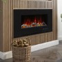 GRADE A2 - Black Wall Mounted or Recessed Electric Fire with Log and Crystal Fuel Bed - Amberglo