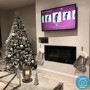 Black Inset Media Wall Electric Fireplace with Log and Crystal Fuel Bed 42 inch - Amberglo