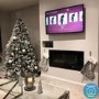 Black Inset Media Wall Electric Fireplace with Log and Crystal Fuel Bed 42 inch - Amberglo