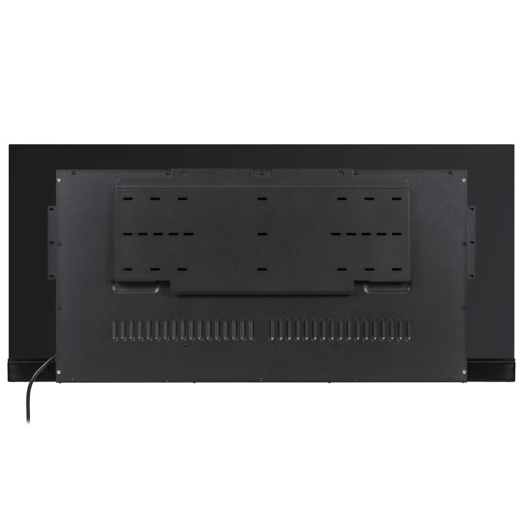 Black Inset Media Wall Electric Fireplace with Log and Crystal Fuel Bed 42 inch - Amberglo