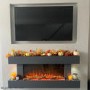 GRADE A1 - AmberGlo Grey Wall Mounted Electric Fireplace Suite with Log & Pebble Fuel Bed