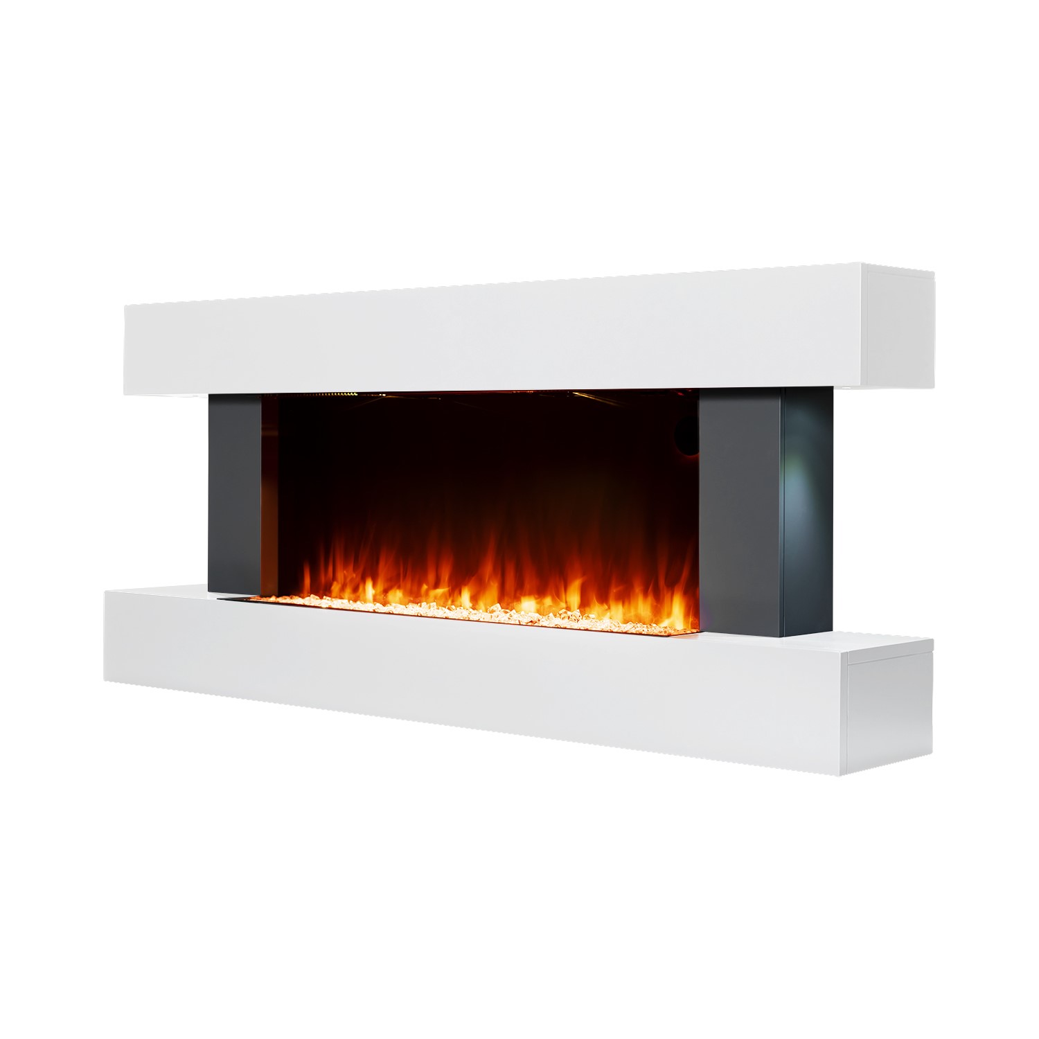 White Wall Mounted Electric Fireplace Suite with LED Lights Amberglo