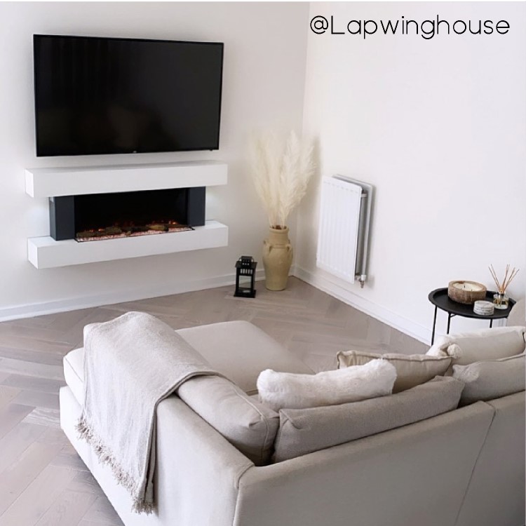 GRADE A2 - White Wall Mounted Electric Fireplace Suite with LED Lights - Amberglo