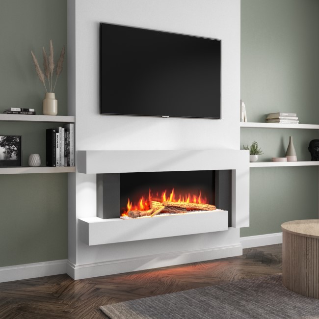 White Wall Mounted Electric Fireplace Suite with LED Lights - Amberglo  AGL011 | Appliances Direct