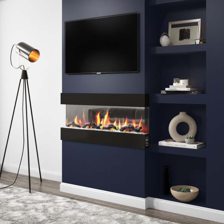 GRADE A2 - 42 Inch Black Built In Electric Fire -  AmberGlo