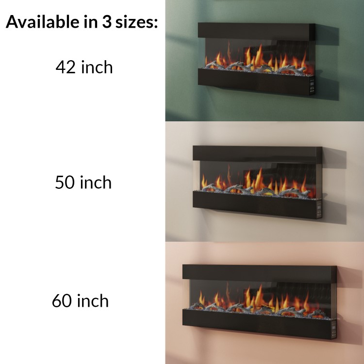 GRADE A2 - 42 Inch Black Built In Electric Fire -  AmberGlo