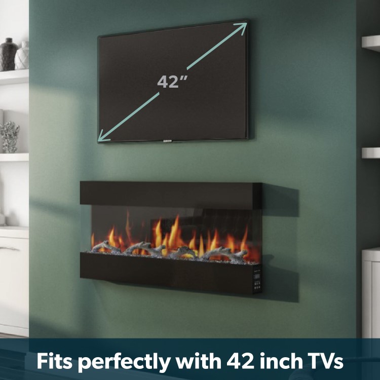 GRADE A2 - 42 Inch Black Built In Electric Fire -  AmberGlo