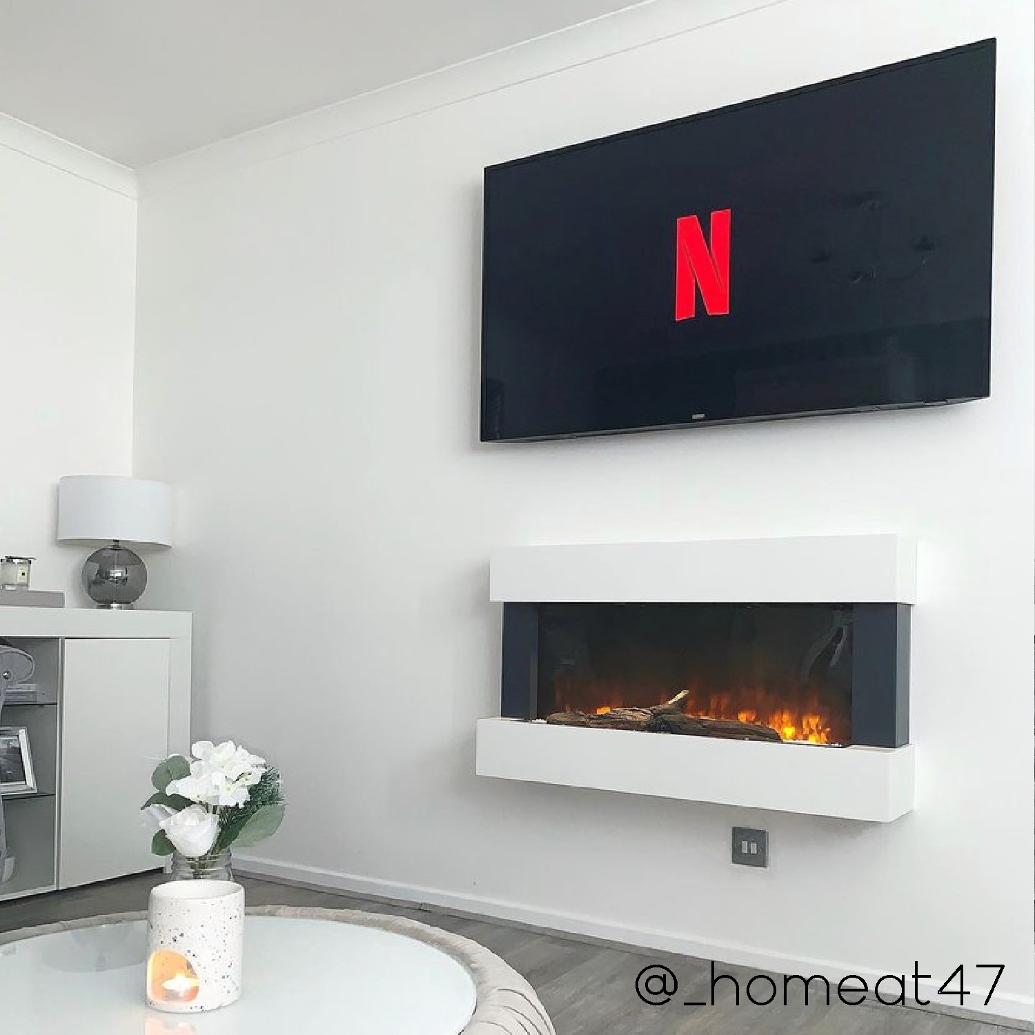 White Wall Mounted Electric Fireplace - 39 Inch - Amberglo AGL018 |  Appliances Direct