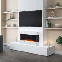 White 39inch Wall Mounted Electric Fireplace - AmberGlo White 39inch Wall Mounted Electric Fireplace - AmberGlo