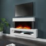 GRADE A2 - White Wall Mounted Electric Fireplace with LED Light Storage Shelf - Amberglo