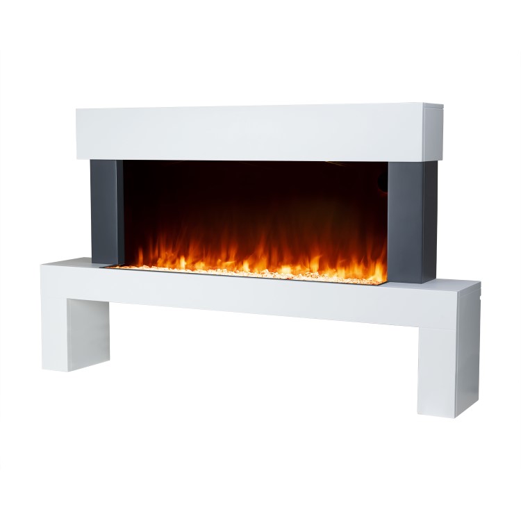 GRADE A2 - White Freestanding Electric Fireplace Suite with LED Lights - Amberglo