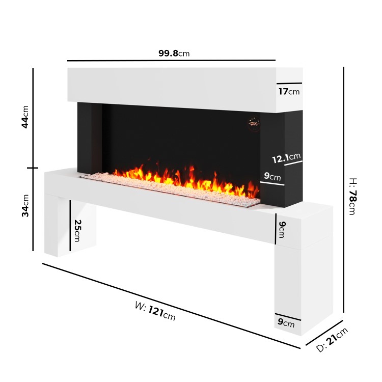 GRADE A2 - White Freestanding Electric Fireplace Suite with LED Lights - Amberglo