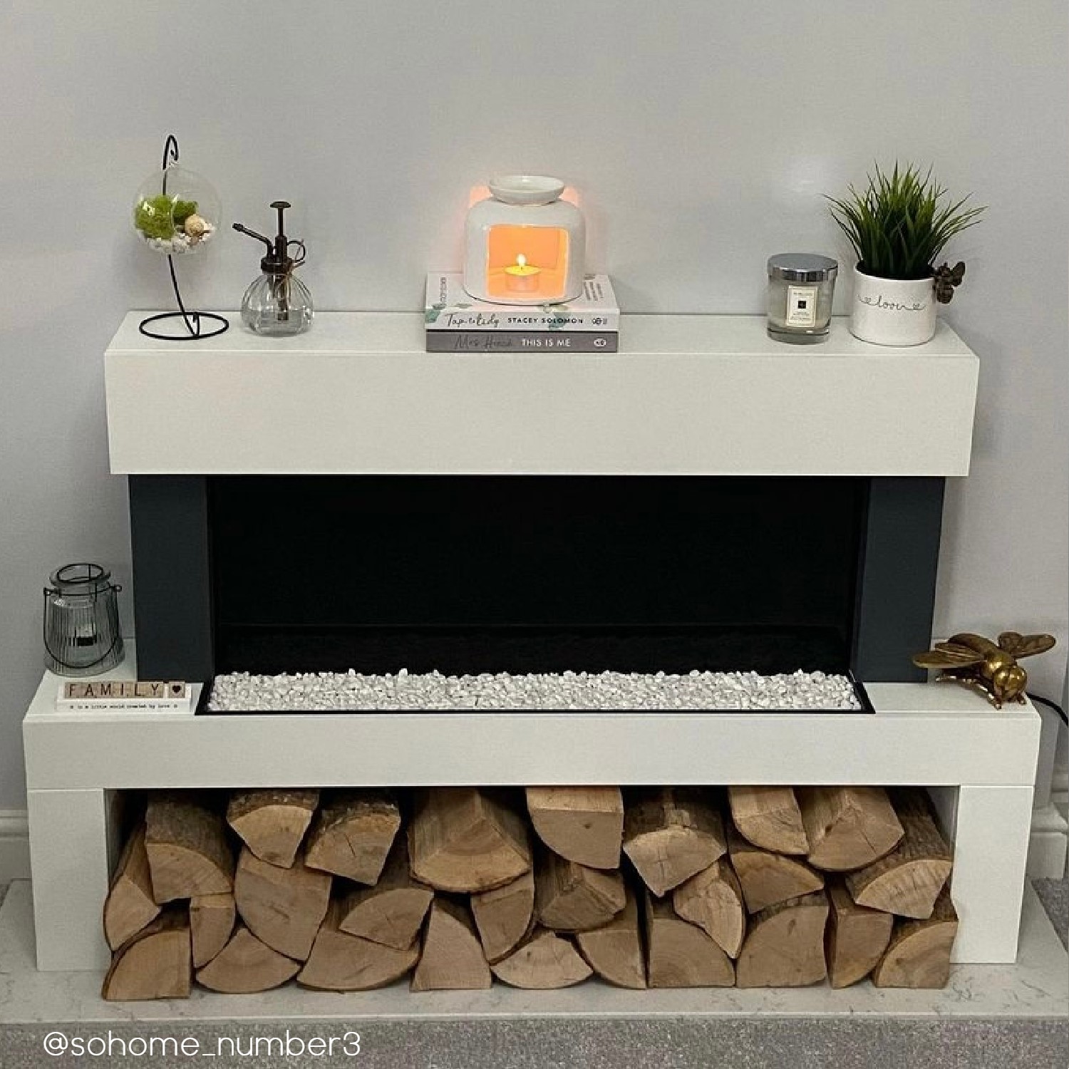 Amberglo Floor Standing Electric Fireplace Suite In White Log