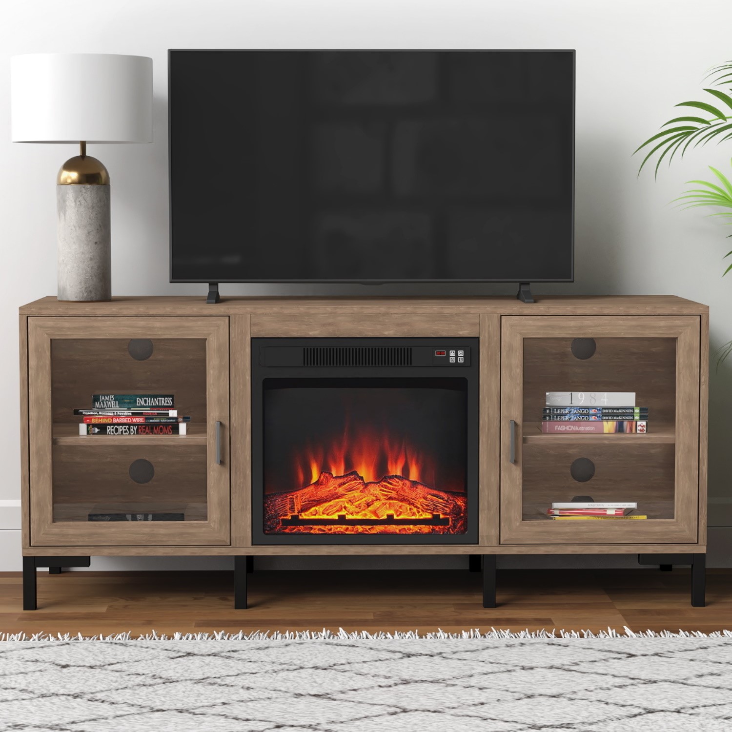 tv unit with electric fire
