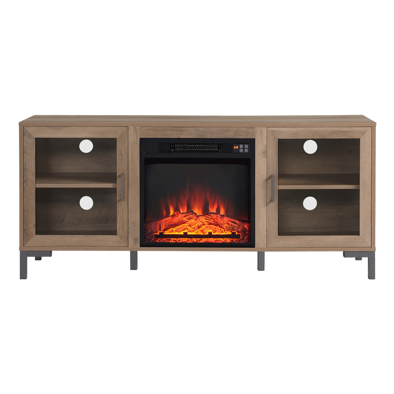 GRADE A1 Wood Effect Electric Fireplace TV Stand with Storage Ambe A1 AGL027