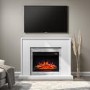 GRADE A2 - White Marble Freestanding Electric Fireplace Suite with Log Effect - Amberglo